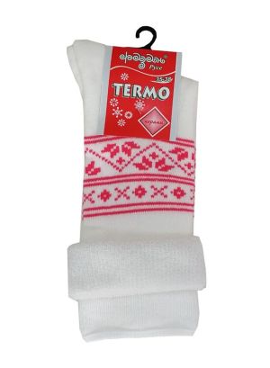 Бели термо чорапи с шевица, размер 35-38
