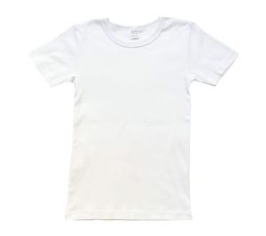 Бяла детска тениска рипс, размери 110см - 152см
